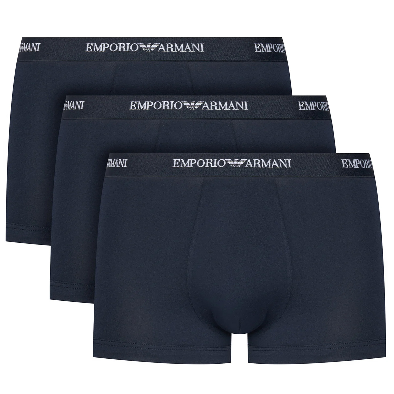 Armani boxers - trunks met logo band 3-pack blauw